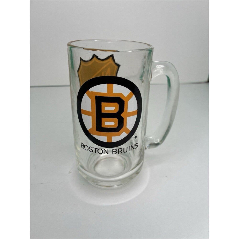 NHL BOSTON BRUINS Glass Beer MUG 12 Oz NHL Hockey Collectible 70's Vintage